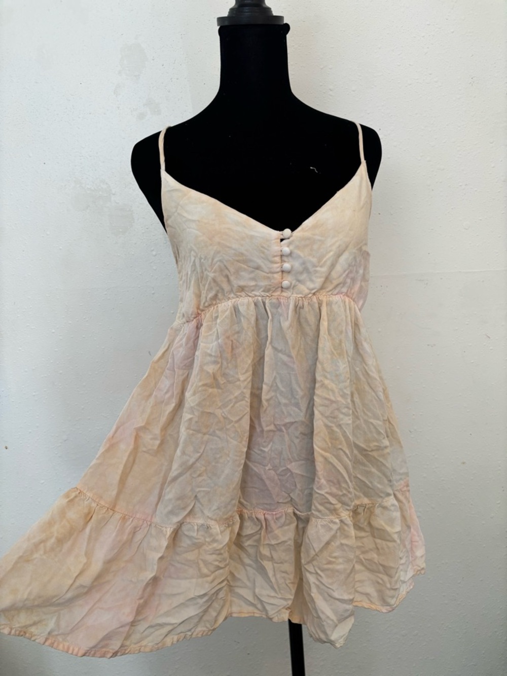 Light Yellow (tye dye style) Babydoll Mini Dress